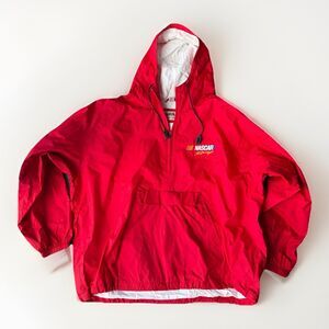 VTG Westark Mens’s Red NASCAR Windbreaker Popover Jacket Size 2XL XXL Hooded